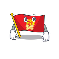 Poster - Flag kyrgyzstan Scroll mascot cartoon character design on silent gesture