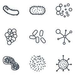 Fototapete - Bacteria Set icon template color editable. Bacteria pack symbol vector sign isolated on white background illustration for graphic and web design.