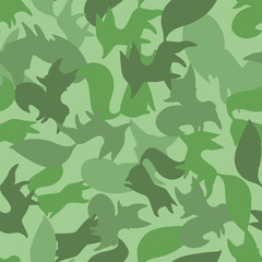 Camouflage design textile - Vector color seamless pattern of military background for army uniform