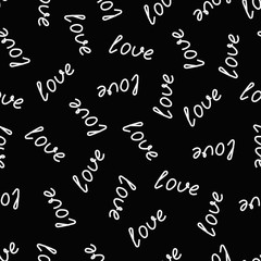 Wall Mural - Seamless pattern with  love on a black background. Vector illustration. Design for print, textile, wrapping paper.