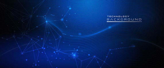 Wall Mural - vector illustration molecule,connected lines with dots,technology on blue background. abstract inter