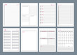 Organizer pages. Office agenda weekly template layout design goals in business diary vector. Office page agenda, organizer and schedule week or day illustration