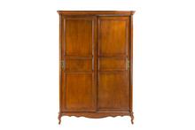 Brown Wooden Wardrobe With Two Doors On A White Background