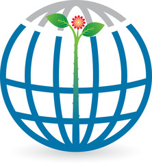 Wall Mural - globe leaf logo