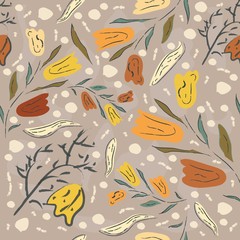 Floral Seamless Pattern. Hand Drawn.