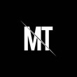 MT logo monogram with slash style design template
