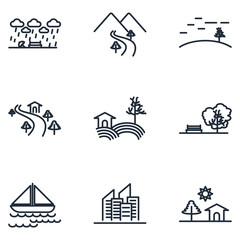Leinwandbilder - Landscape Set icon template color editable. Landscape pack symbol vector sign isolated on white background illustration for graphic and web design.