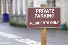 Private Parking Residents Only Sign At Car Park