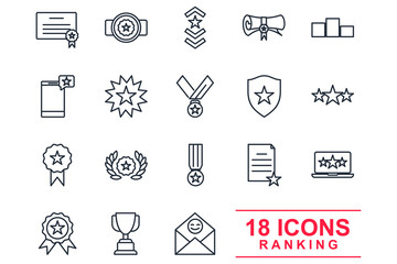 Leinwandbilder - Awards Set icon template color editable. Ranking pack symbol vector sign isolated on white background illustration for graphic and web design.