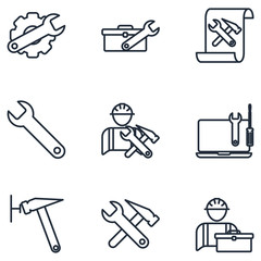 Fototapete - repair Set icon template color editable. building, construction and home repair tools pack symbol vector sign isolated on white background illustration for graphic and web design.