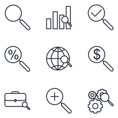 Poster - Searching Set icon template color editable. Business Management pack symbol vector sign isolated on white background illustration for graphic and web design.
