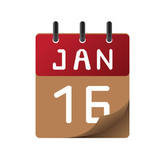 Calendar, January 16, icon illustration isolated  sign symbol, Appointment date, Sale promotion.