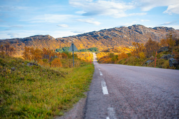 Beautiful Road in Lofoten island with Mountain