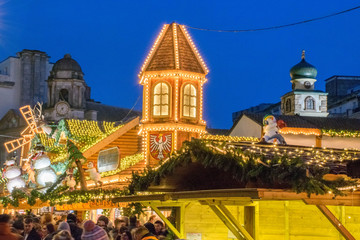 Wall Mural - Christmas illumination on christmas market houses