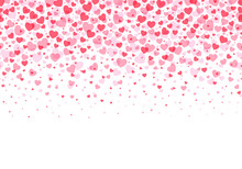 Hearts Background, Valentine Day Falling Heart Pink Confetti