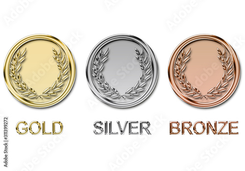 ilustración de Medallas de Oro, Plata y Bronce Poster Mural XXL
