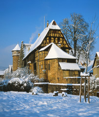 Sticker - Diebsturm und Burg in Michelstadt im Winter