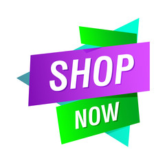 Wall Mural - Shop now green and purple bright banner design