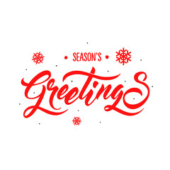 Wall Mural - Season's Greetings lettering brush. Calligraphy vector banner red color