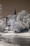 Fototapeta Paryż - infrared photo with old church in the background