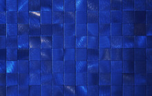 Close Up Of Blue Metallic Color Tiles