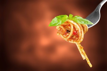 Poster - Metal fork with just spaghetti and sauce