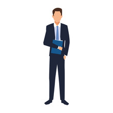 Adult Businessman Standing Icon, Colorful Design