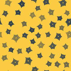 Blue line Spider web icon isolated seamless pattern on yellow background. Cobweb sign. Happy Halloween party. Vector Illustration