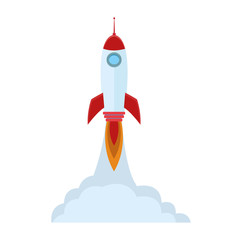 Sticker - space rocket launching icon, colorful design