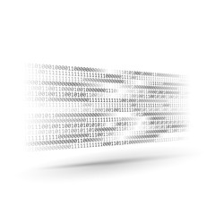 Wall Mural - Halftone binary code. Information and data stream. Abstract computer technology background. Dynamic elements for design. Coding, programing, software development. Vector illustration.