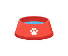 Pet Food Bowl For Dog Cat Vector Icon. Pet Plate Isolated Flat Feed Bowl