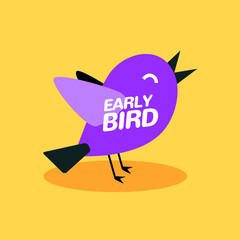 Sticker - Early bird discount vector special offer sale icon. Early bird icon cartoon promo sign banner