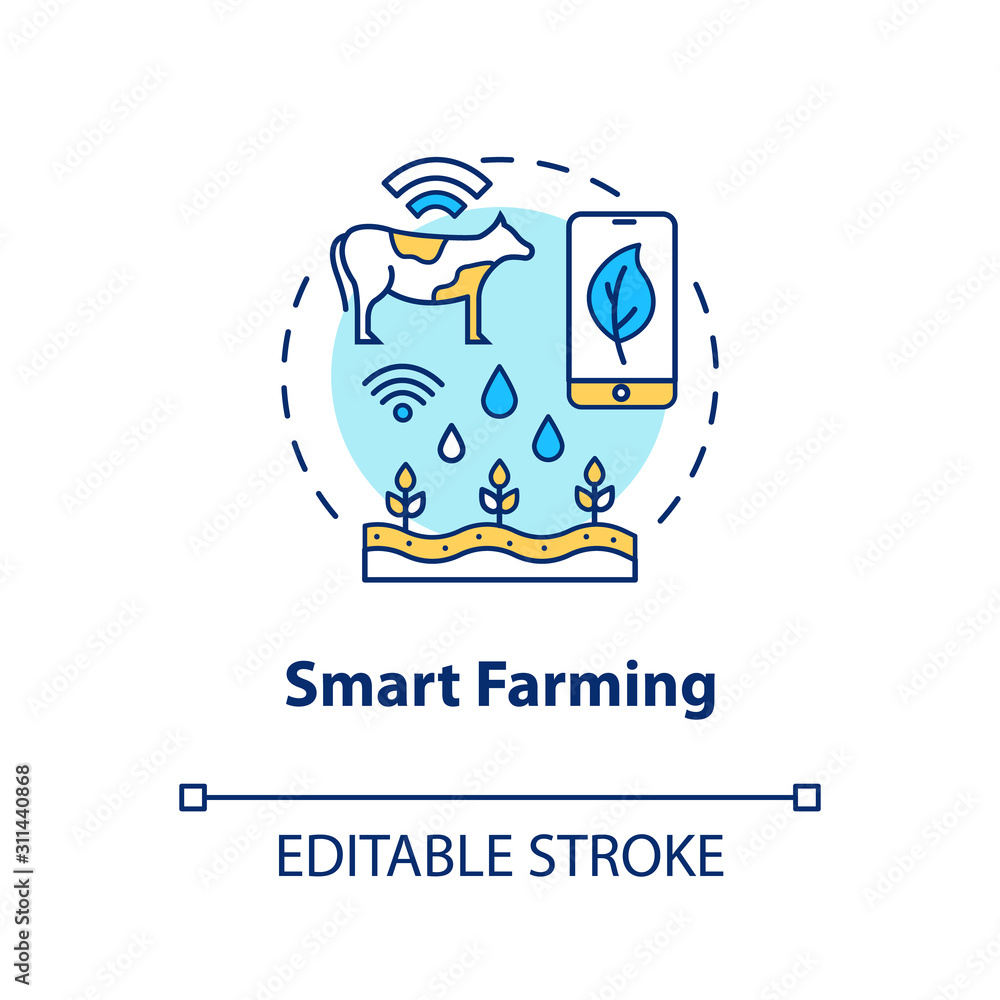 Smart farming concept icon. Modern agriculture idea thin line ...