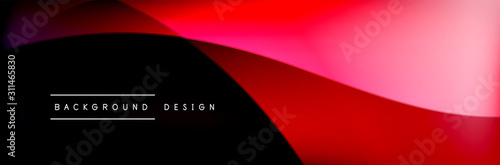 Flowing waves with 3d shadow effects and fluid gradients. Dynamic trendy abst...