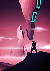 Wall Mural - Futuristic Space Illustration in Vector