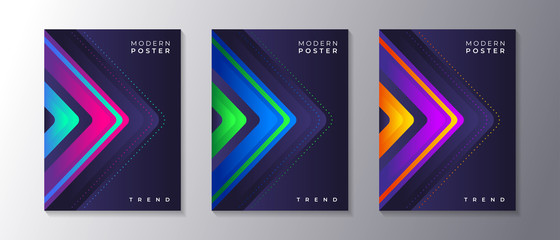 Wall Mural - Covers templates set with trendy glow gradient neon, applicable for poster, flyer, banner, magazine, etc