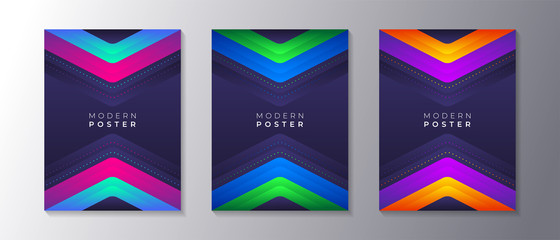 Wall Mural - Covers templates set with trendy glow gradient neon, applicable for poster, flyer, banner, magazine, etc