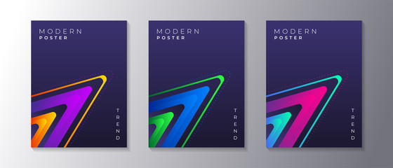 Wall Mural - Covers templates set with trendy glow gradient neon, applicable for poster, flyer, banner, magazine, etc