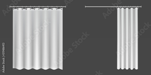 White Shower Curtains Isolated On Dark Background Vector