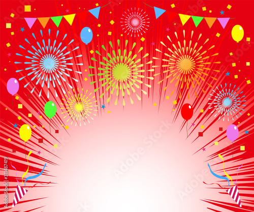 レクタングルサイズ 花火と紙吹雪のおめでたい背景素材 赤 Vector De Stock Adobe Stock レクタングルサイズ 花火と紙吹雪のおめでたい背景素材 赤 Vector De Stock Adobe Stock