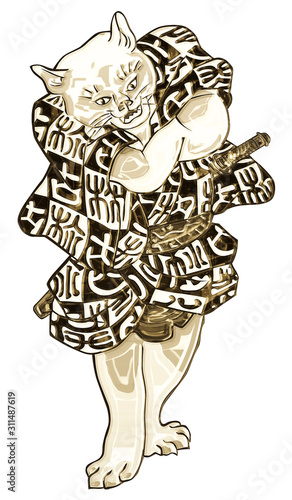 浮世絵 猫の擬人化 その1 金バージョン Buy This Stock Illustration And Explore Similar Illustrations At Adobe Stock Adobe Stock