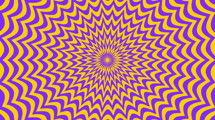 Canvas Print - Vector - yellow and violet abstract sun background.Bursting pattern.illusion. 