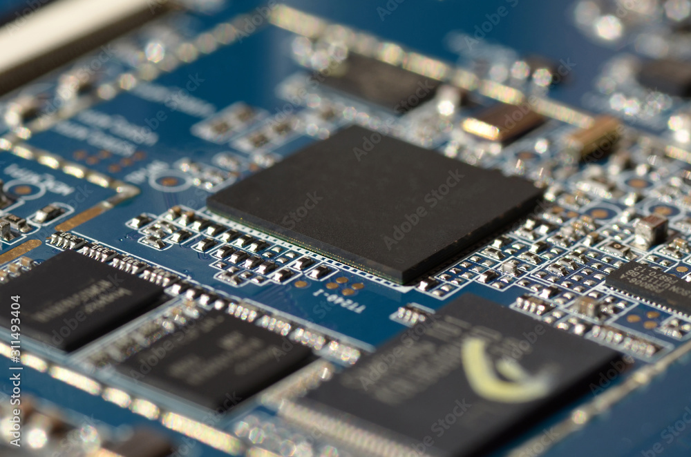 Computer Cpu Rectangular Chips Computer board hardware motherboard microelectronics Server CPU chip ...