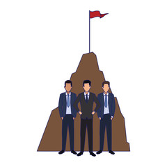 Wall Mural - businessmen standing over hill