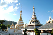Wooden And Golden Pagoda In Northern Of Thailand.