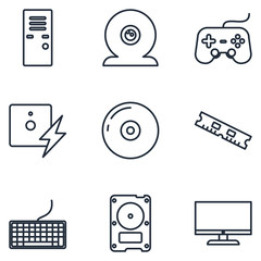 Poster - Computer Components set Icons template color editable. Computer Components symbol vector sign isolated on white background illustration for graphic and web design.