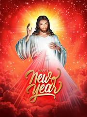 Wall Mural - DIVINE MERCY OF JESUS NEW YEAR GREETING CARD