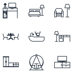 Leinwandbilder - Home Room Interior set Icons template color editable. Home Room Interior symbol vector sign isolated on white background illustration for graphic and web design.