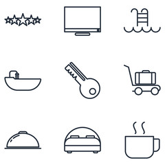 Aufkleber - Hotel set Icons template color editable. Hotel symbol vector sign isolated on white background illustration for graphic and web design.