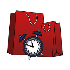 Poster - alarm clock and shopping bag